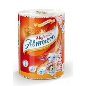 Бумажные полотенца Almusso Majestic, синий, 3 слоя, 1 рулон, 40м