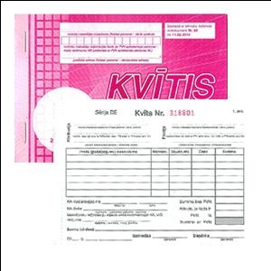 Darījumu apliecinošās kvītis A6,  paškopējošas,  25 komplekti