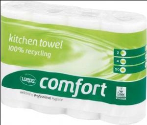 Бумажные полотенца WEPA Comfort, белые, 23см x 14м,  2 слоя,  4 рулона