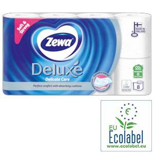 Туалетная бумага ZEWA Delux Pure White 8 рулонов/3-х слойная белая