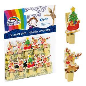 Dekors Ziemassvētku 44x23 mm knaģis koka 10gab. Fiorello Dekors Ziemassvētku 44x23 mm knaģis koka 10gab. Fiorello