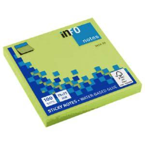 Līmlapiņas INFO 75x75mm zaļas 100 lapas Līmlapiņas INFO 75x75mm zaļas 100 lapas