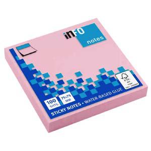 Līmlapiņas INFO 75x75mm rozā 100 lapas Līmlapiņas INFO 75x75mm rozā 100 lapas