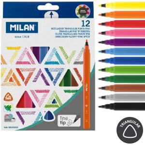 Flomāsteri 12 krāsas d=2 mm fine tip trīsstūrveida Milan Flomāsteri 12 krāsas d=2 mm fine tip trīsstūrveida Milan