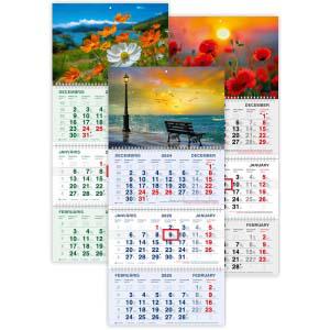 Настенный календарь STANDART из 3 частей c металлическими спиралями MOS62010 2025 год