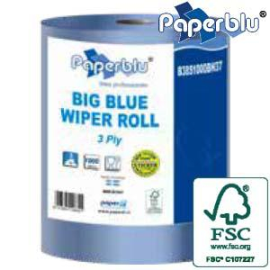 Индустриальная бумага 340 м, 3 слоя синего цвета Super Big Blue Wiper