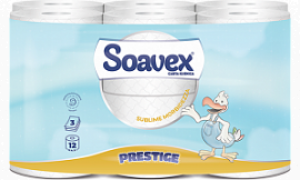 Tualetes papīrs 12 ruļļi,  3 slāņu,  20m SOAVEX Maxi Prestige