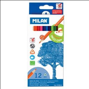 Zīmuļi krāsainie 12 krāsas, trīsstūrveida Milan Zīmuļi krāsainie 12 krāsas, trīsstūrveida Milan