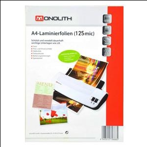 Кармашки для ламинирования A4/125 микрон 100 штук, Monolith