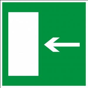 Uzlīme "Evakuācijas izeja"(pa kreisi) 100x100mm Uzlīme "Evakuācijas izeja"(pa kreisi) 100x100mm